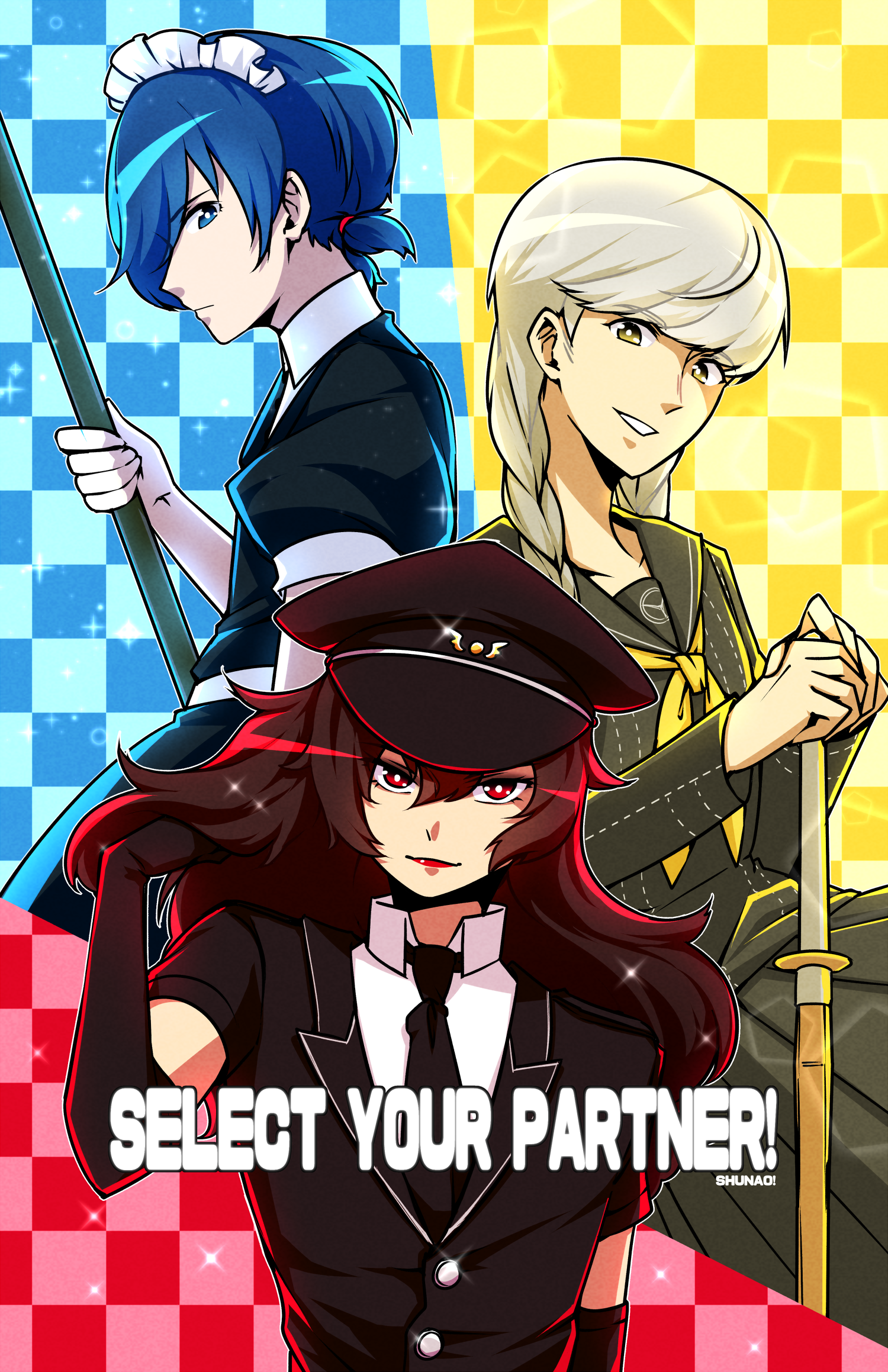 Select your partner! - Shunao, Its a trap!, Persona 5, Persona, Persona 3, Аниме, Anime Art, Арт