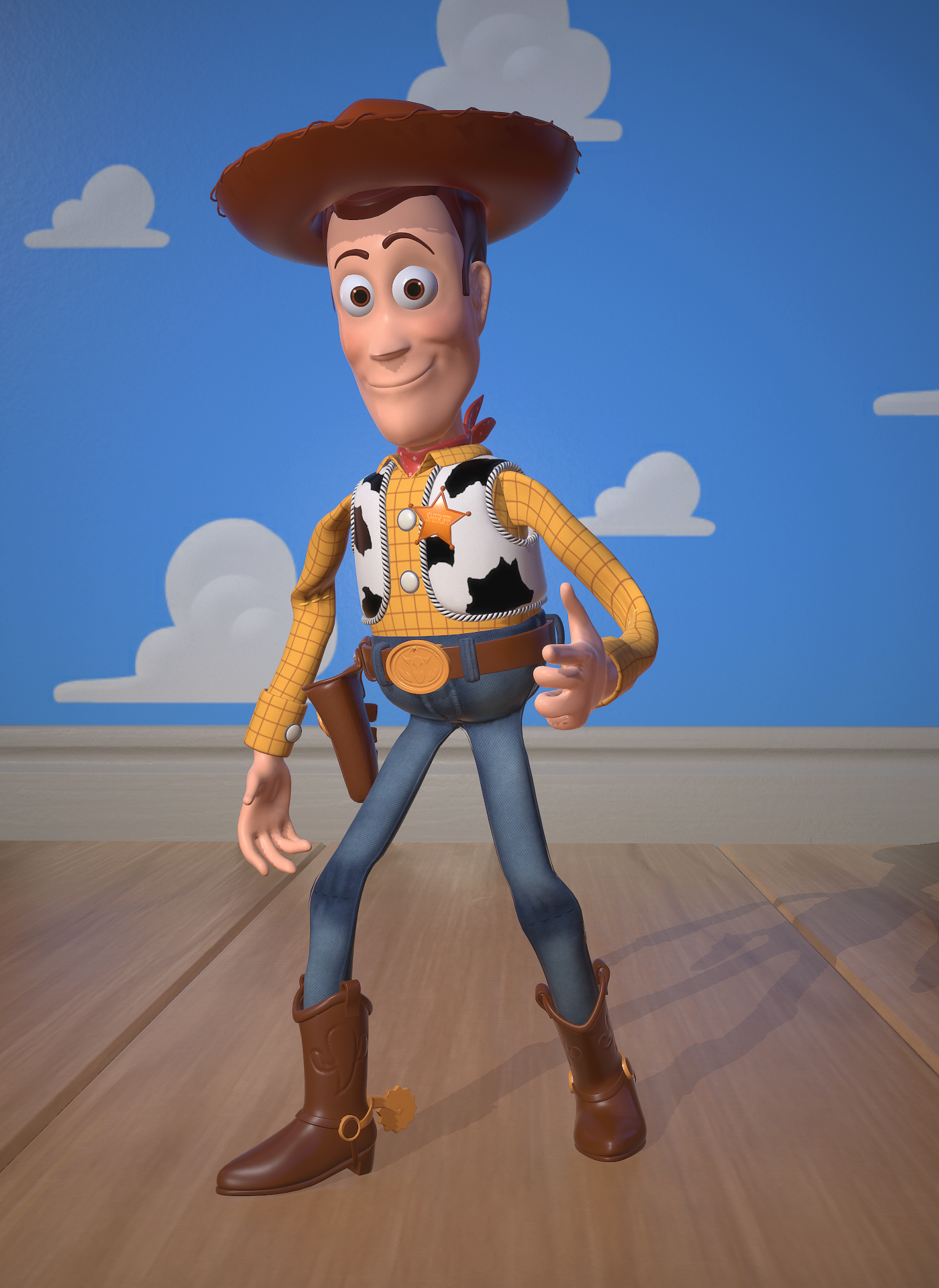 Pixar's Cowboy Woody fan art - Моё, 3D, Pixar, Шериф Вуди, Фан-Арт, Гифка, Длиннопост