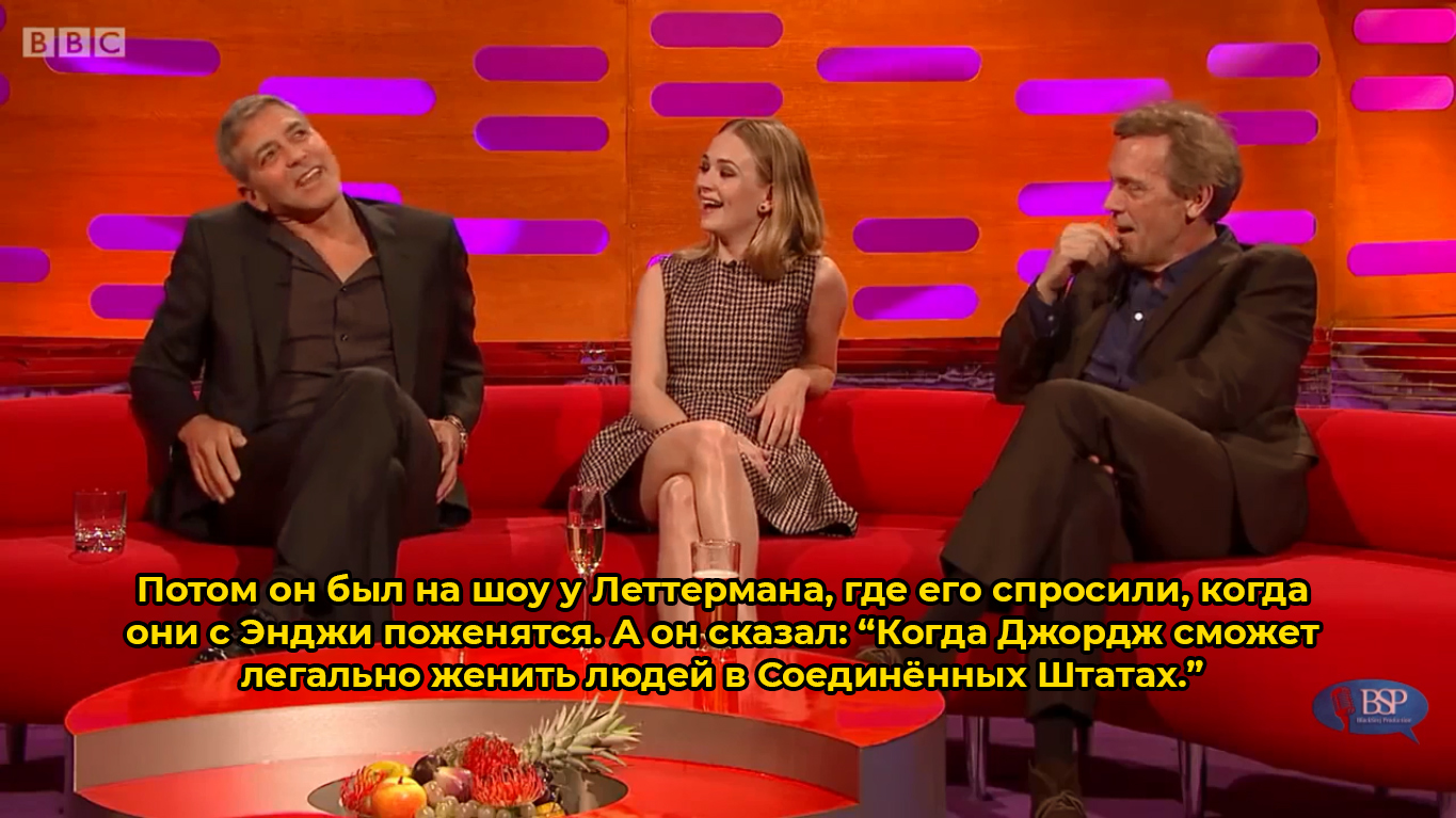 George Clooney about graters with Brad Pitt [s17e07] | Aired May 22, 2015 - My, George Clooney, Brad Pitt, The Graham Norton Show, , Bsp Studio, Longpost, Storyboard