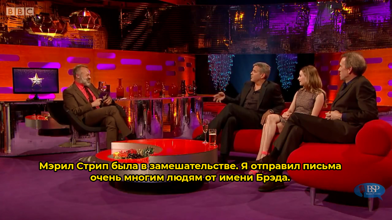 George Clooney about graters with Brad Pitt [s17e07] | Aired May 22, 2015 - My, George Clooney, Brad Pitt, The Graham Norton Show, , Bsp Studio, Longpost, Storyboard