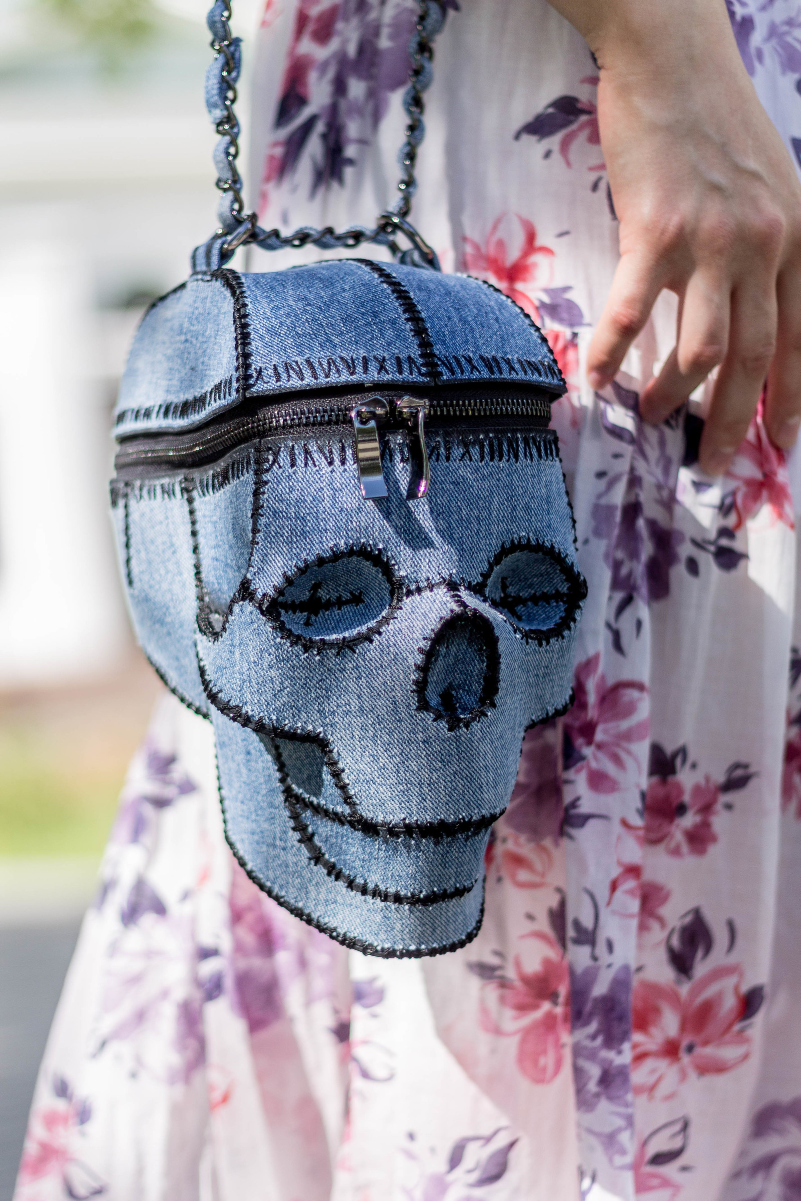 Джинсовая сумка-череп - Моё, Сумка-Череп, Череп, Skull bag, Сумка, Crossbody, Джинсы, Лето, Длиннопост