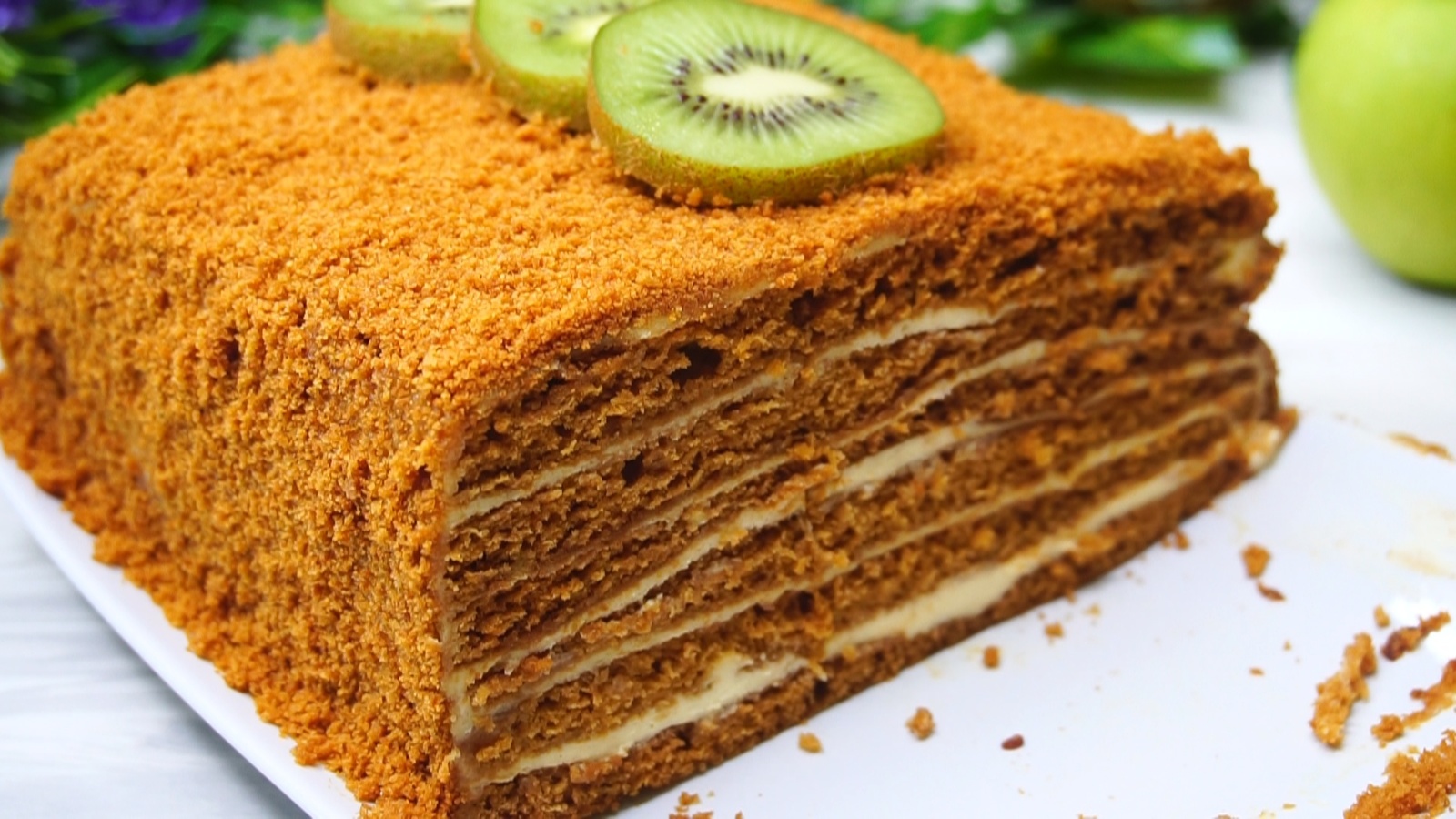 Honey cake in an unusual way. - My, Cake, Medovik, Recipe, Video recipe, Video