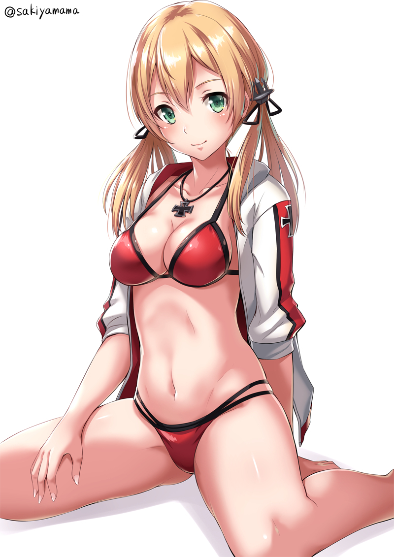 Bismarck and Prinz Eugen (Artist: Sakiyamama) - NSFW, Kantai collection, Sakiyamama, Anime, Anime art, Bismarck, Prinz Eugen, Swimsuit, Longpost