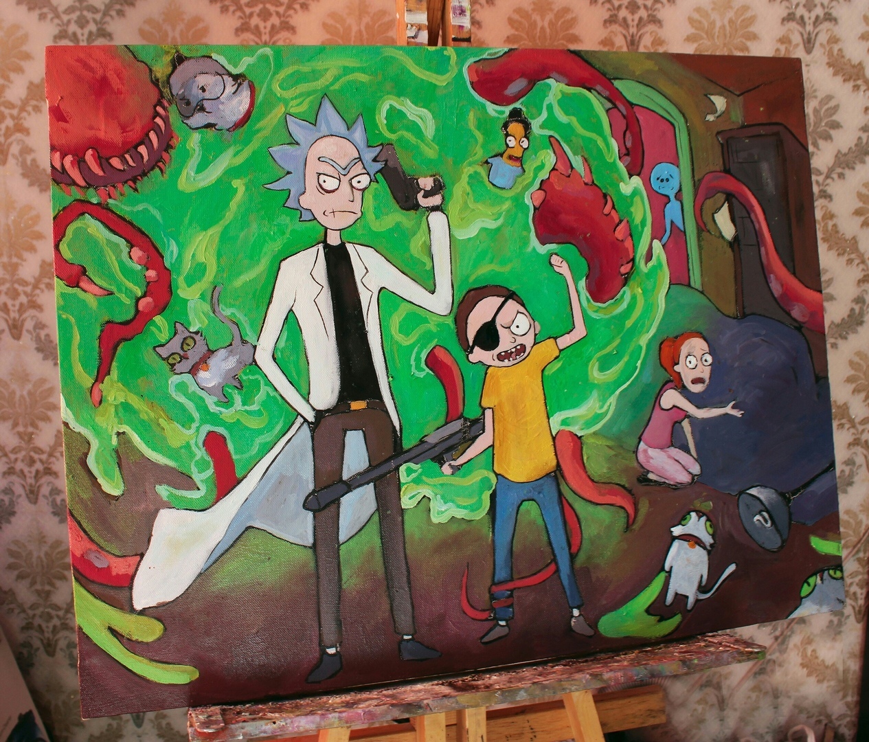 Summer distribution of paintings - My, Butter, Canvas, Painting, Oil painting, Rick and Morty, Doctor Who, Saratov, Longpost