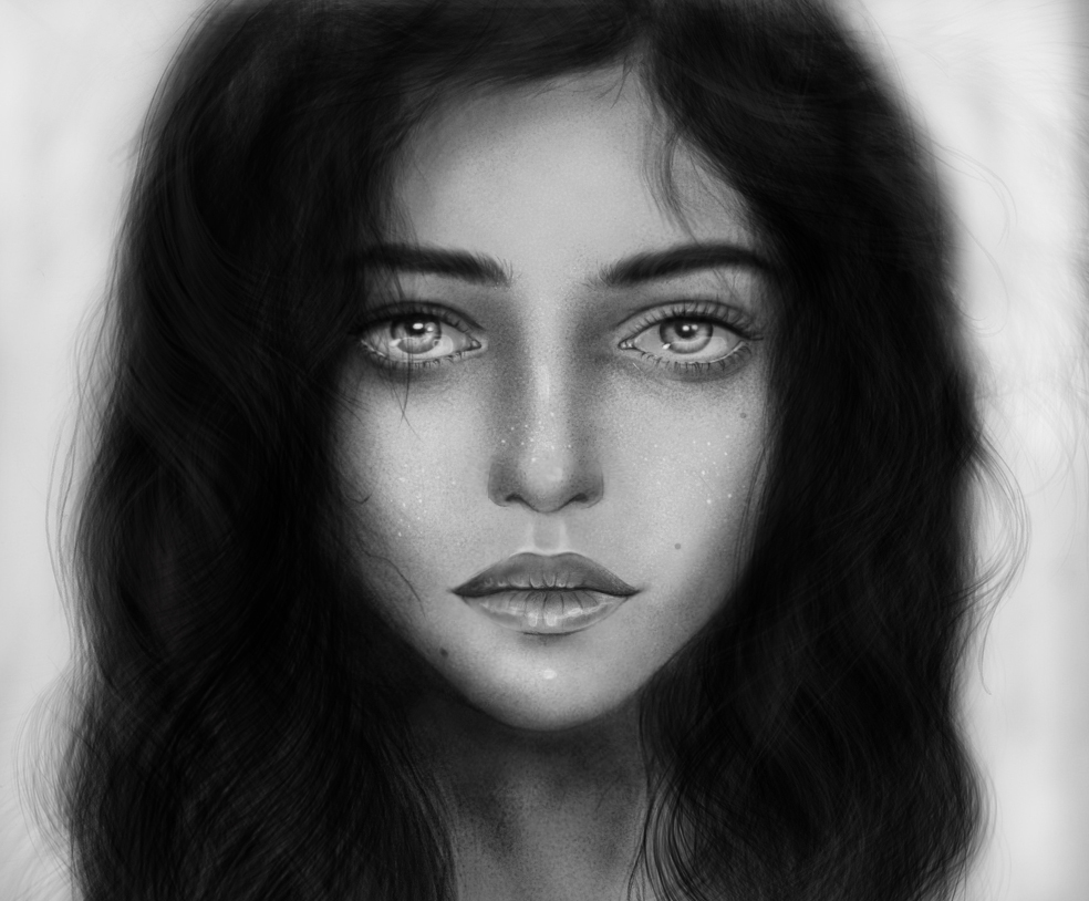 Portrait of a girl (drawing) - My, Portrait, Drawing, Pencil, Pencil drawing, Girls