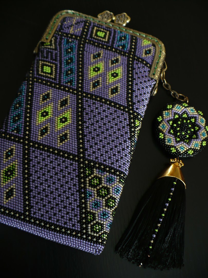 Lilac eye - My, Beads, Case for phone, Longpost