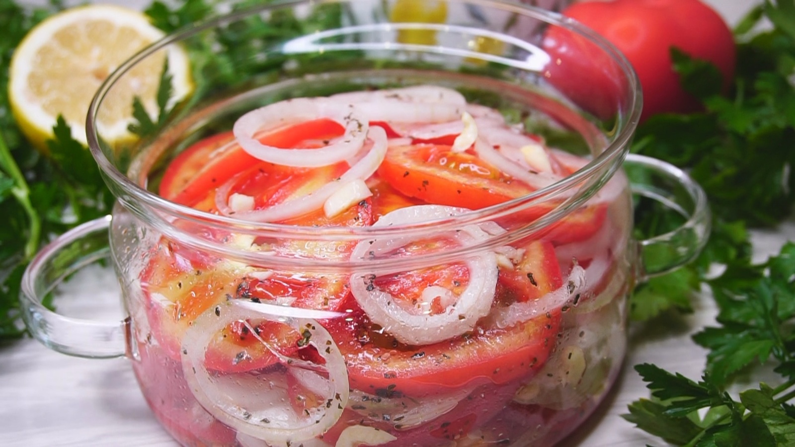 Appetizer of tomatoes and onions - My, Tomatoes, Recipe, Video recipe, Video