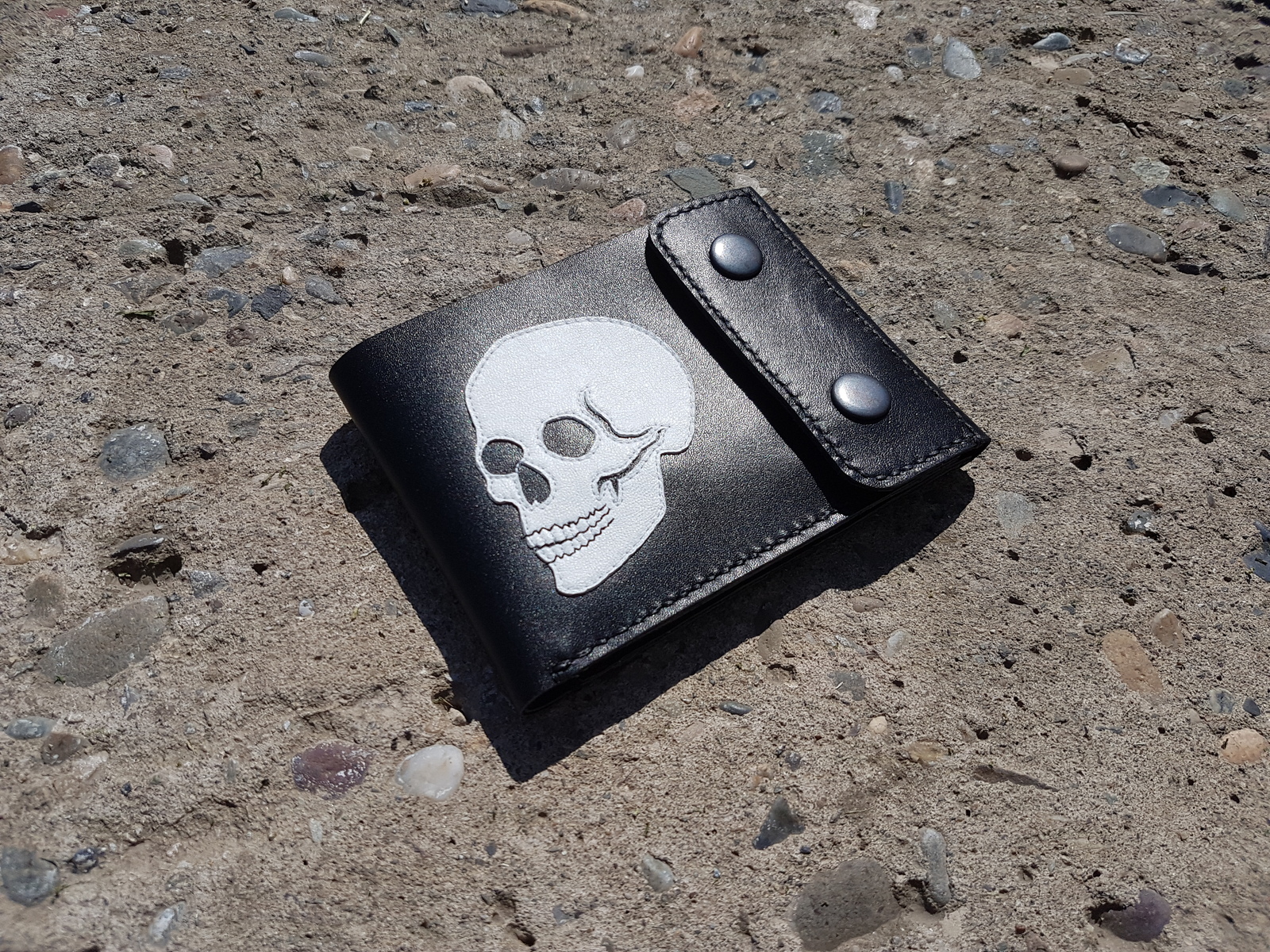 Gift to a friend - My, Scull, Wallet, Leather, Handmade, Longpost