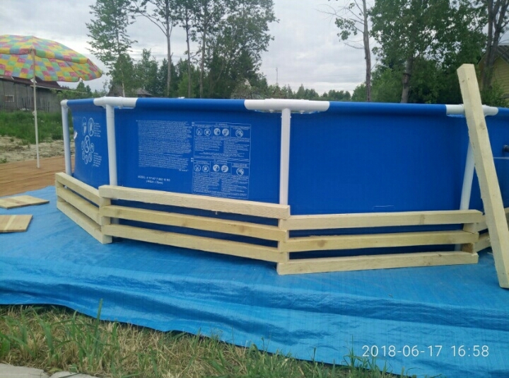 Decoration of the INTEX pool. - My, Swimming pool, Registration, Handmade, Straight arms, Longpost