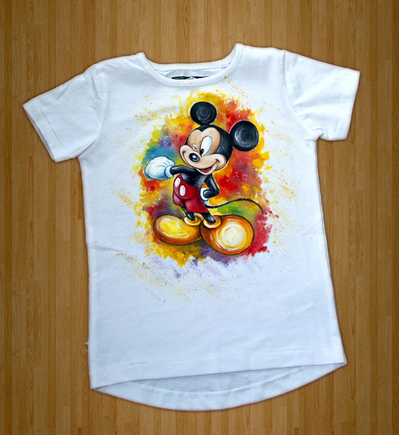 Mickey Mouse - children's t-shirt painting - My, Mickey Mouse, T-shirt, Painting, Painting on fabric, Painting Clothes T-shirt Style, Cloth, Style, Children