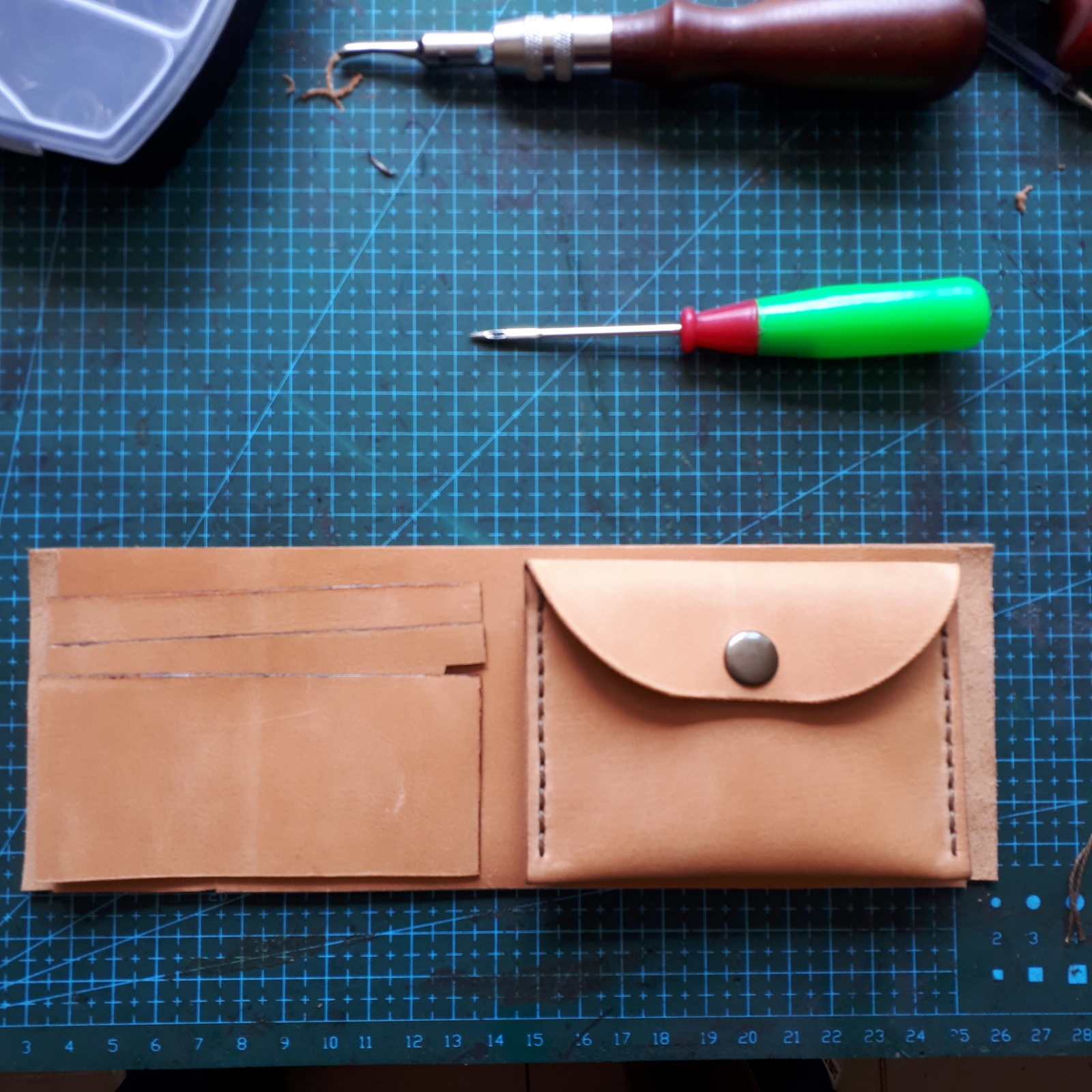 Collapsible mini wallet. - My, Leather, Handmade, Longpost