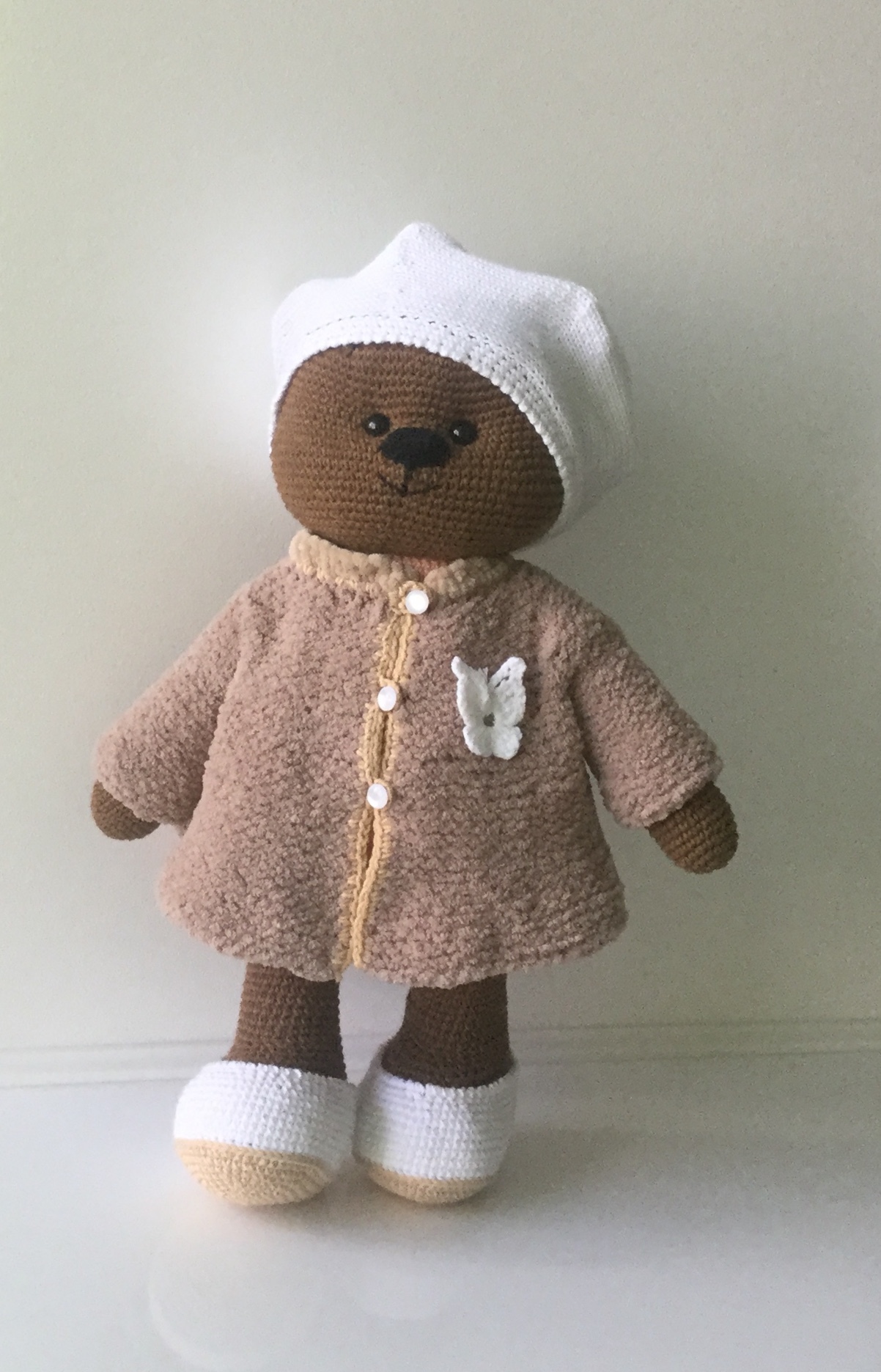 Teddy bear in clothes - My, Needlework without process, Knitted toys, Longpost, Amigurumi