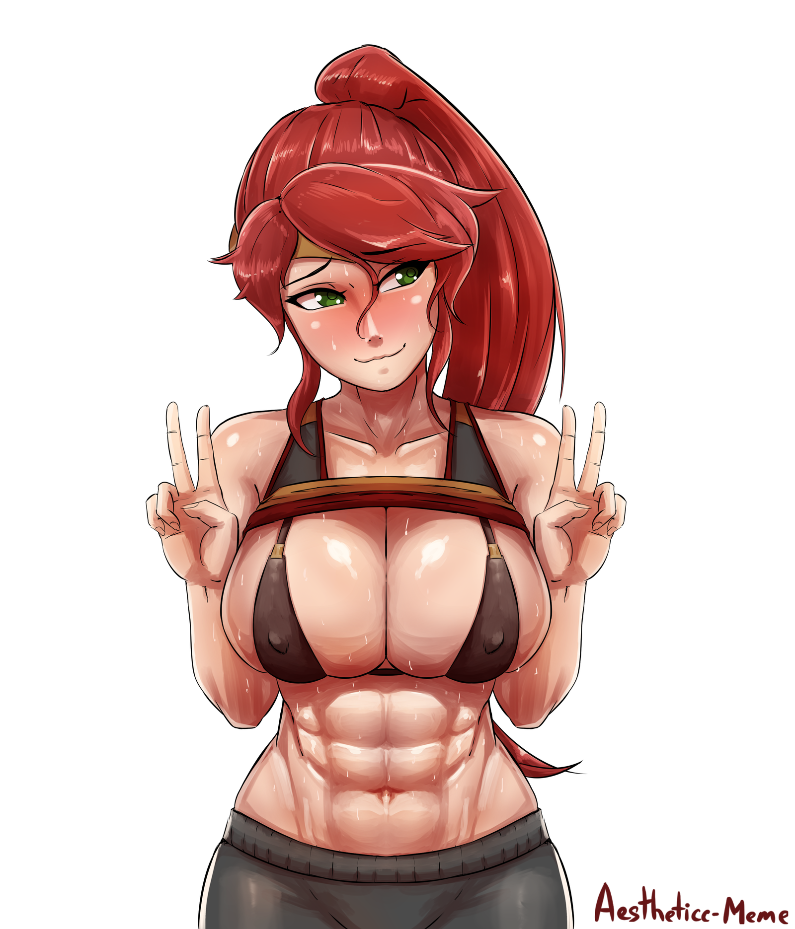 Pyrrha Nikos - NSFW, Aestheticc-Meme, Арт, Крепкая девушка, RWBY, Pyrrha nikos, Спортивные девушки, Фитоняшка, Длиннопост