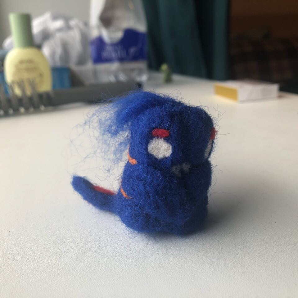 Wool monster (dry felting) - My, Dry felting, Hobby, Wool, Monster, Soft toy, Longpost