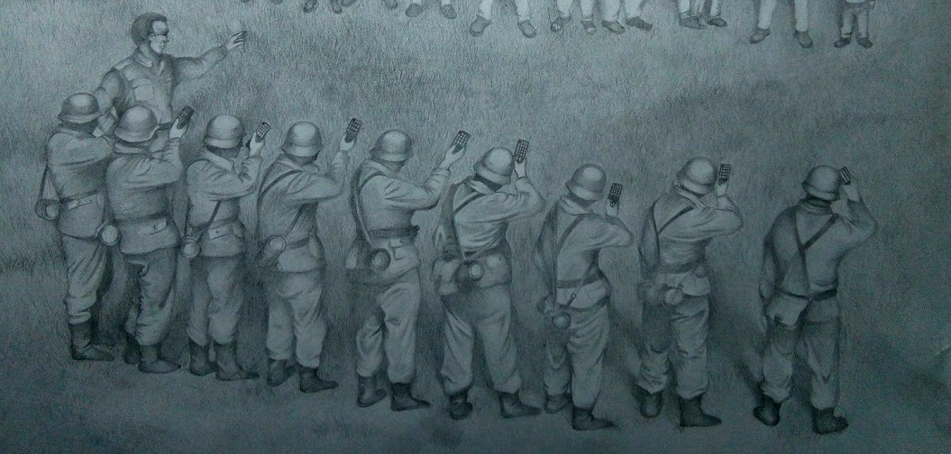 Fact (historical)'' - My, Art, Illustrations, Pencil drawing, Creation, Propaganda, Black and white, Graphics, Drawing