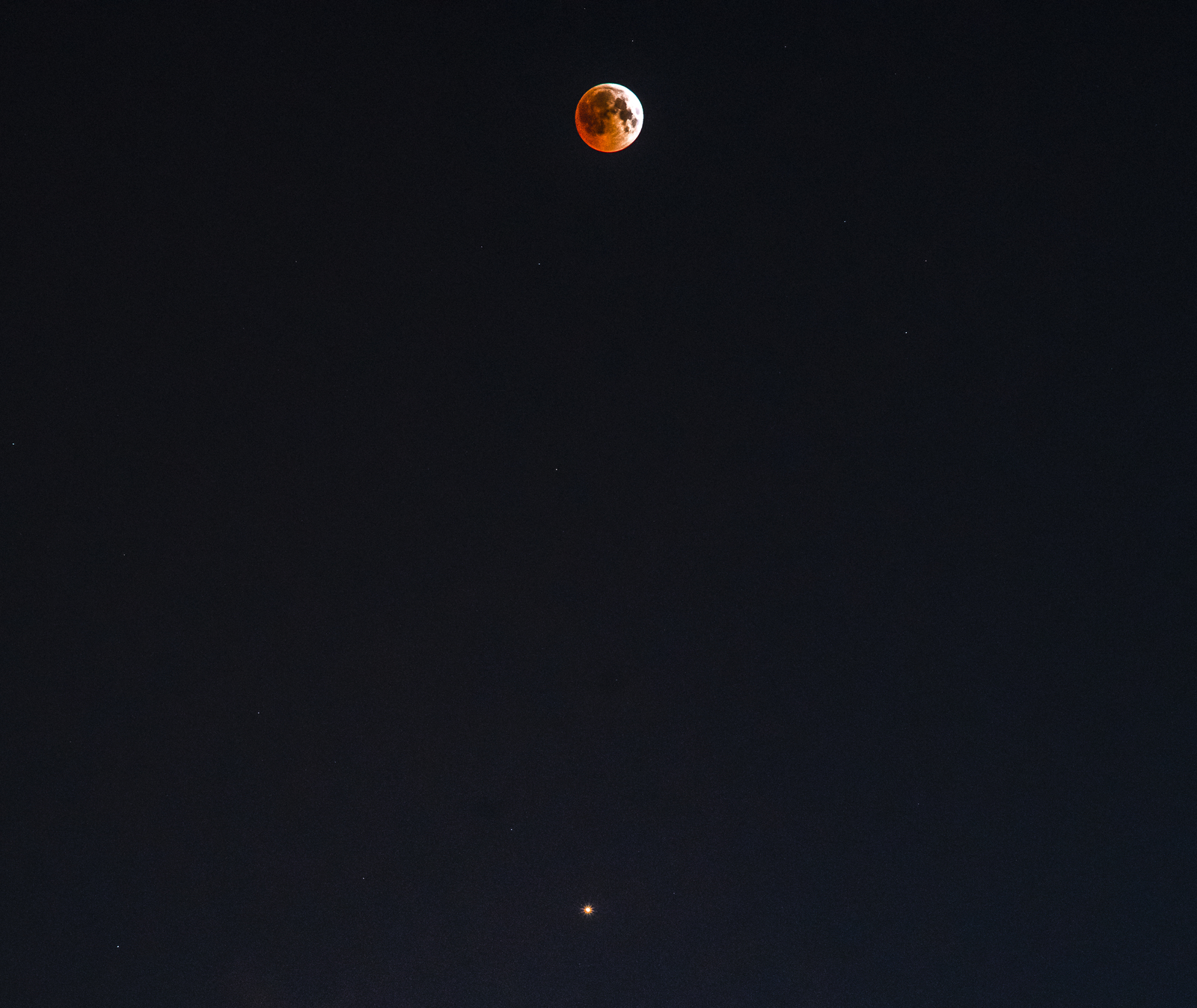 Lunar eclipse 2018 - My, moon, , Moon eclipse, Samara, The photo, Mars, Confrontation