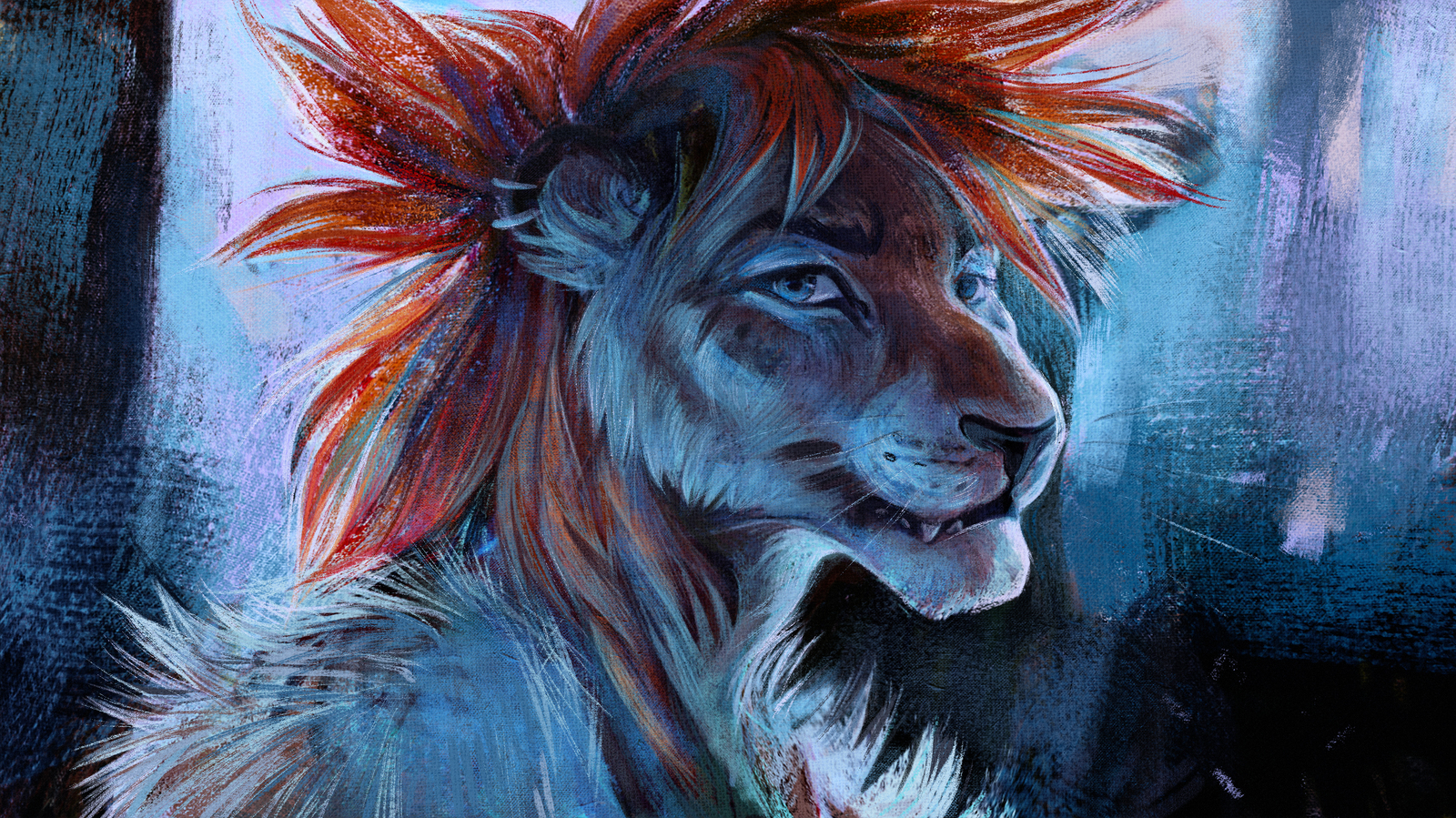 Peaches + lion - Furry, Art, Hriscia, Portrait