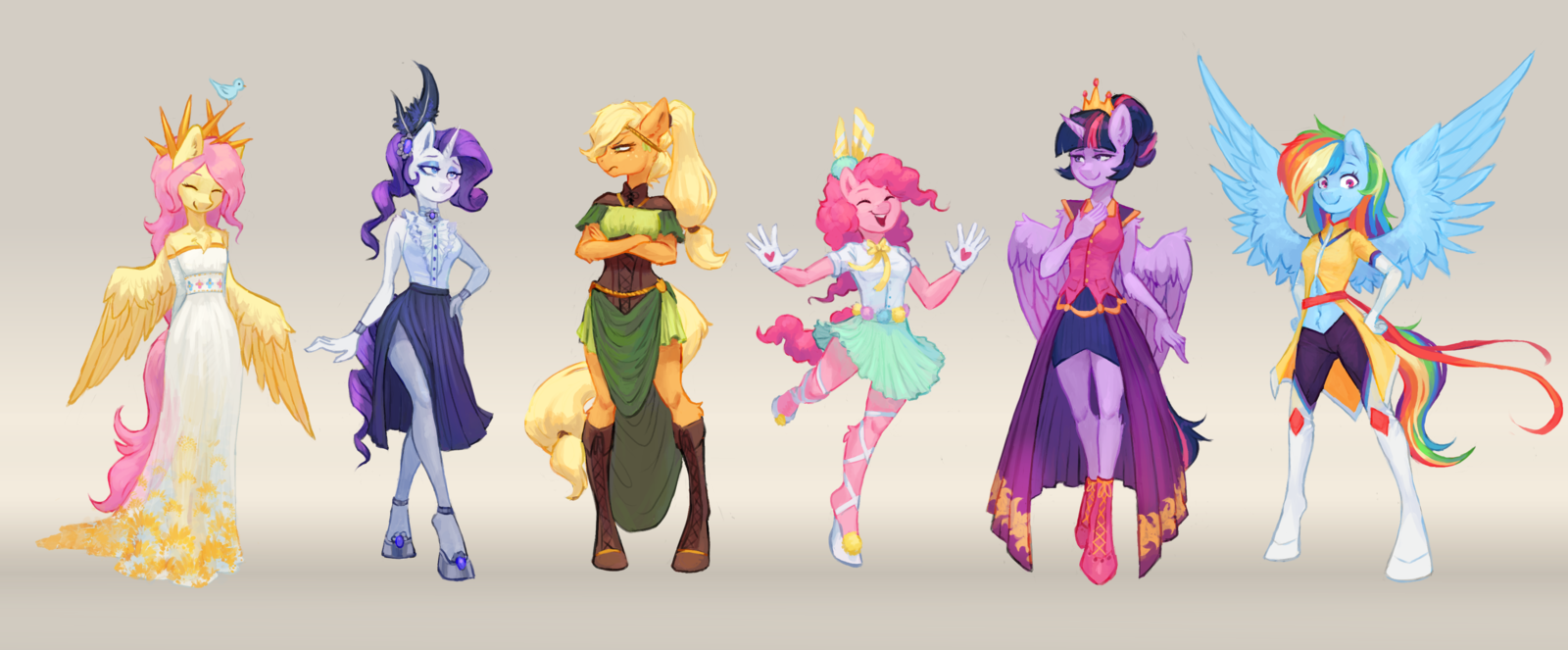 main six - My little pony, PonyArt, Anthro, Mane 6, Twilight Princess, Orchidpony