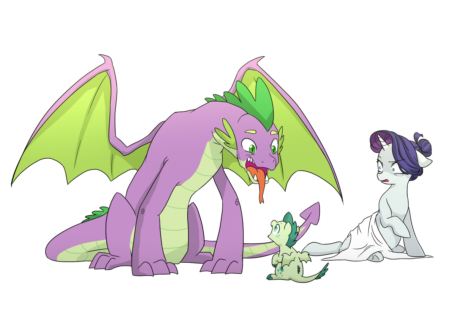 FEEDING - My little pony, Spike, Rarity, Original character, Shipping