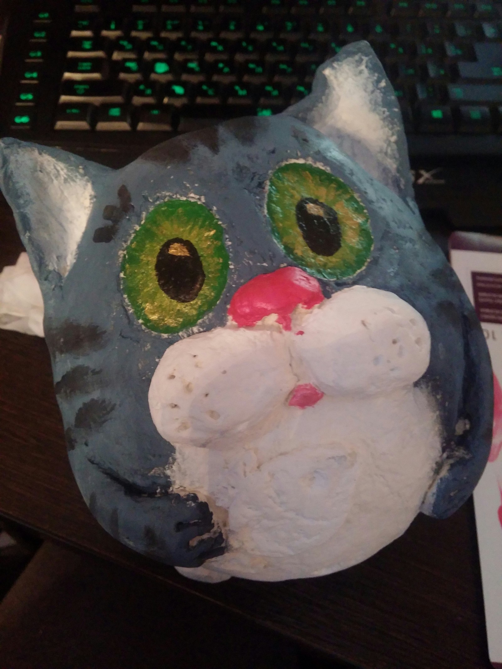 Piggy bank cat for son - My, Papier mache, Money box, Longpost