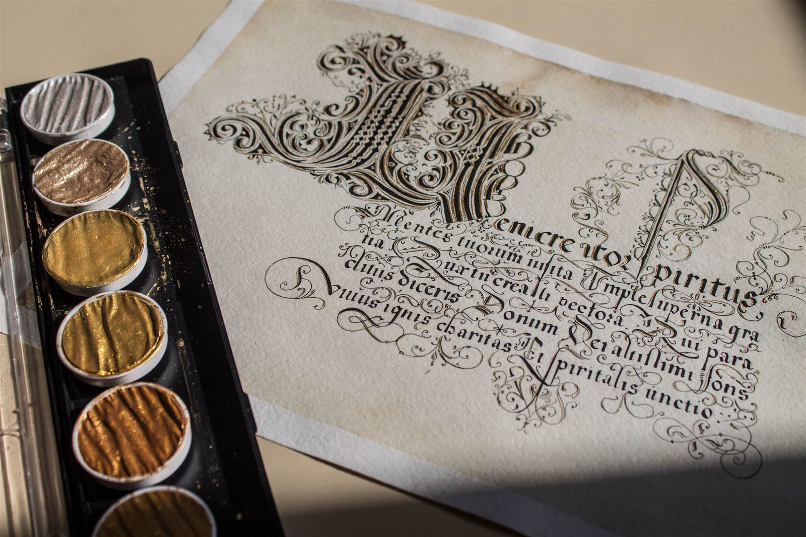 Copy of a 16th century manuscript - My, Calligraphy, Copy, Replica, Text, Mascara, Feather, Gold, Longpost