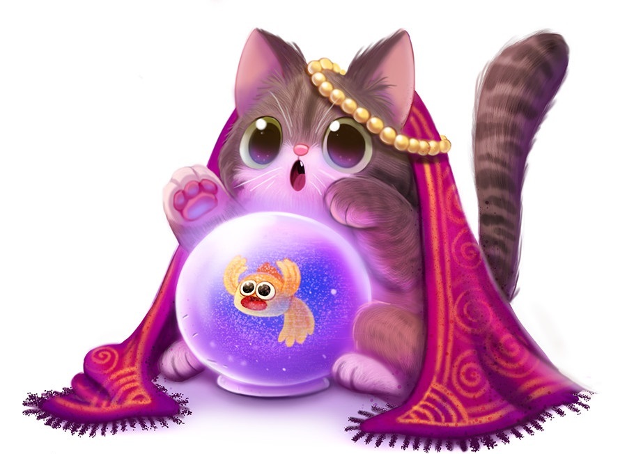 cat predictor - Art, Drawing, cat, Crystal Ball, Cryptid-Creations