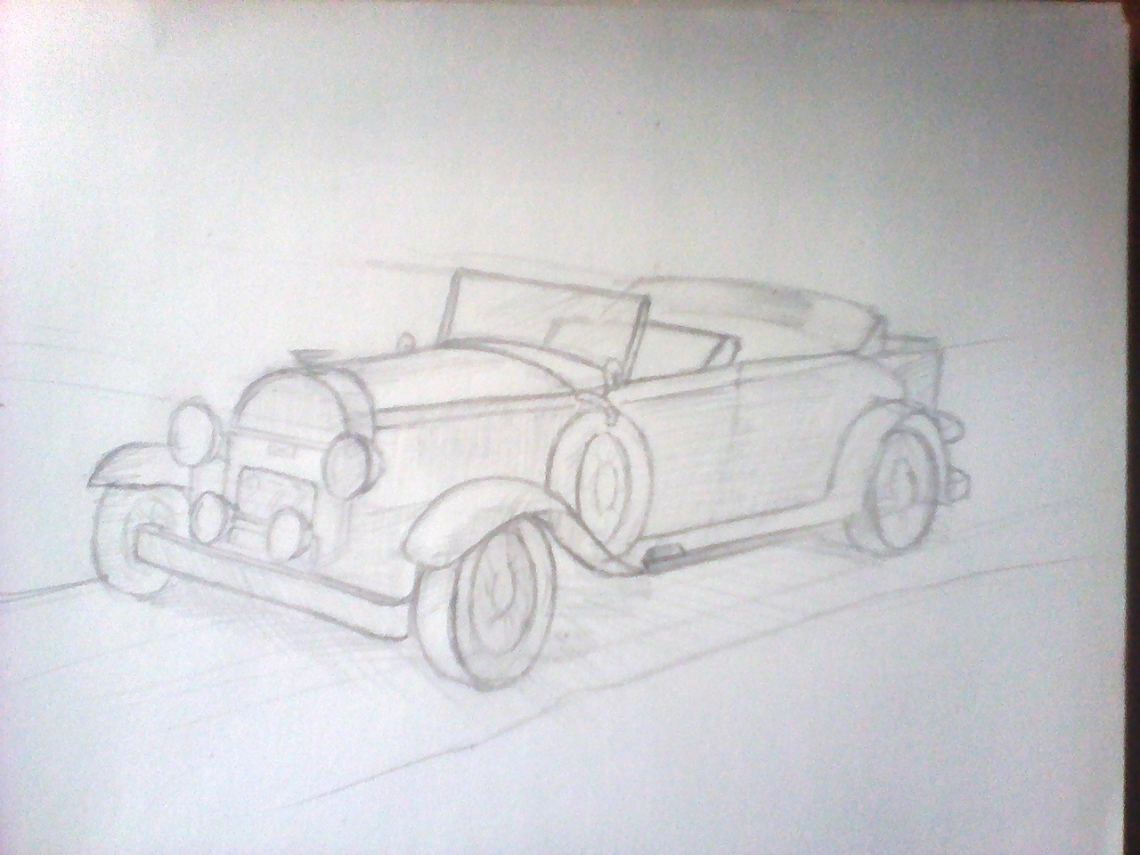 Buick 1931 - My, Pencil drawing, Drawing, Traditional art