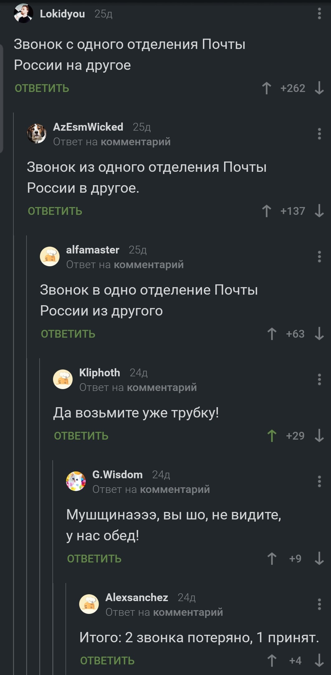 Почта России не может даже дозвониться! - Комментарии на Пикабу, Почта России, Обед, Скриншот, Граммар-Наци, Подведение итогов, Итоги