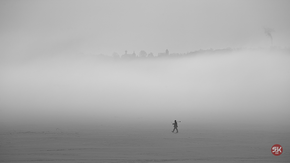 Fisherman - My, The photo, Fishermen, Winter, Volga, Kostroma, Fog, Volga river