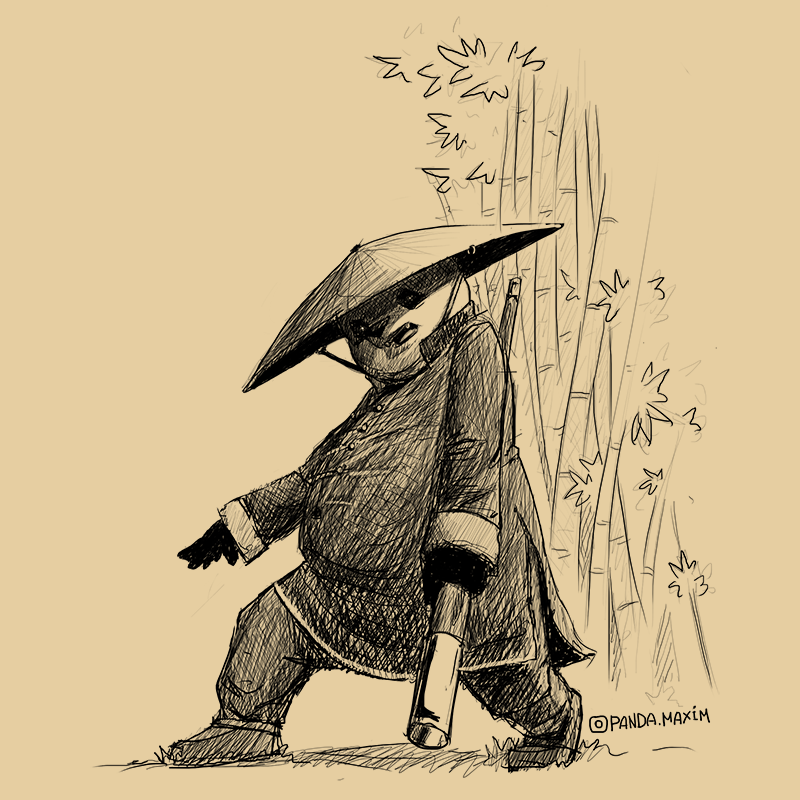 panda warrior - My, Panda, Drawing, Sketch, Photoshop, Animals, Warrior, China