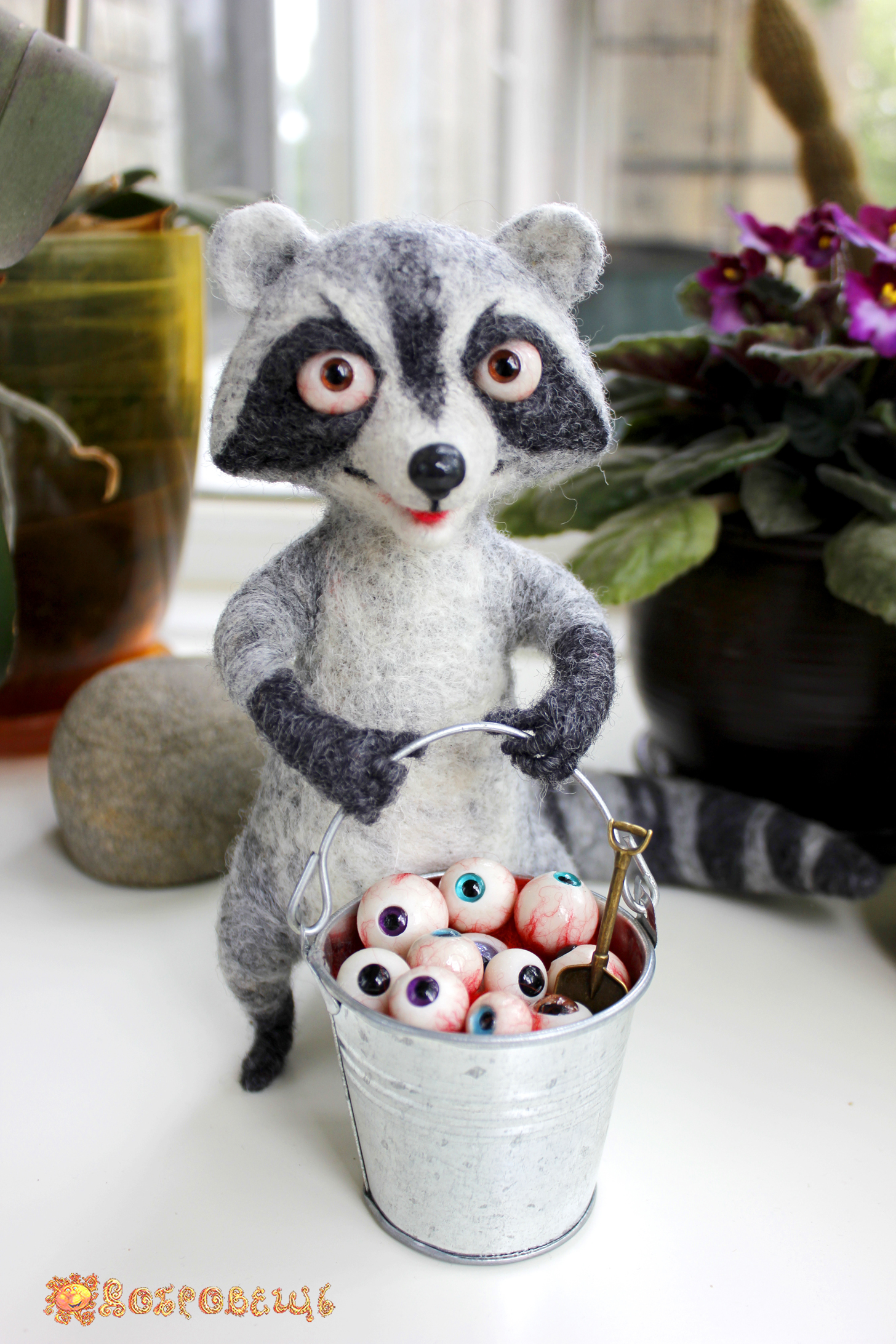 Raccoon and his friend - My, Dry felting, Needlework, Raccoon, Rabbit, Wallow, Handmade, Needlework with process, Longpost, Kripota