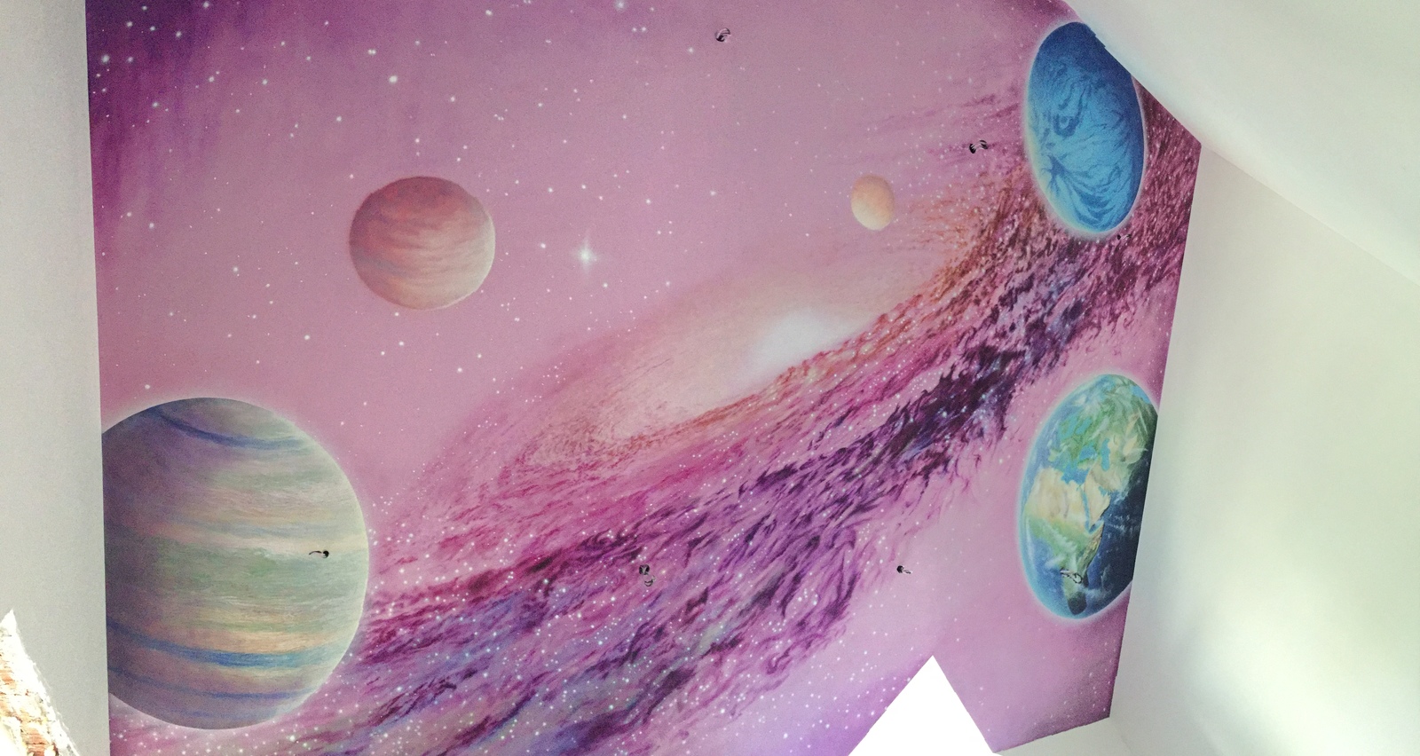 Space in the nursery. Aerography - My, Airbrushing, Wall painting, Artist, Video