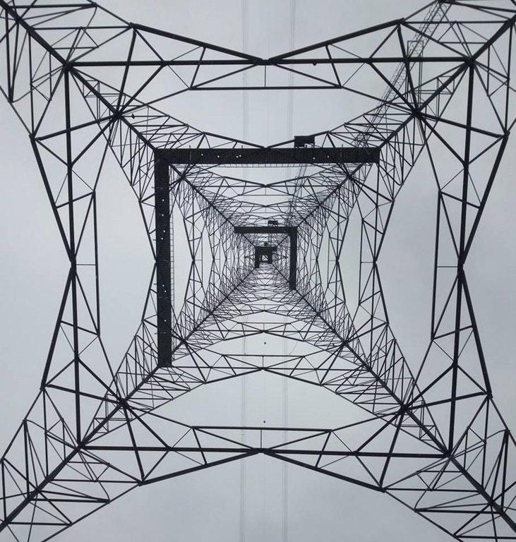 Power line tower from below - Support, Tower, Electricity, The photo