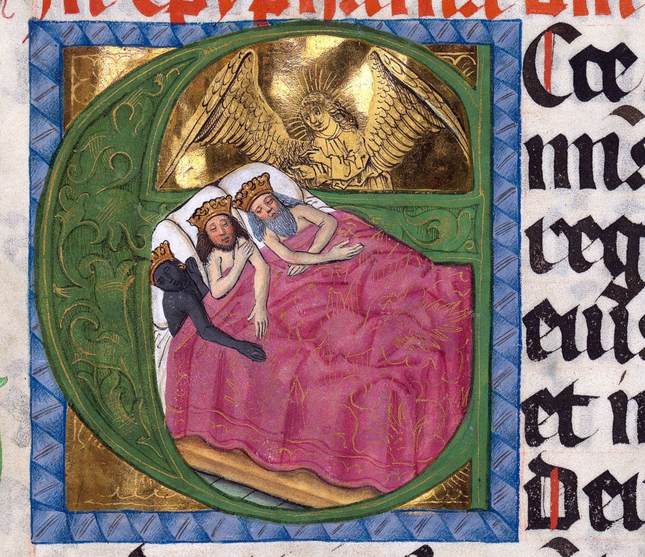 Two white men in bed with a black man - League of Historians, Art history, Miniature, 15th century, Wise men, Longpost