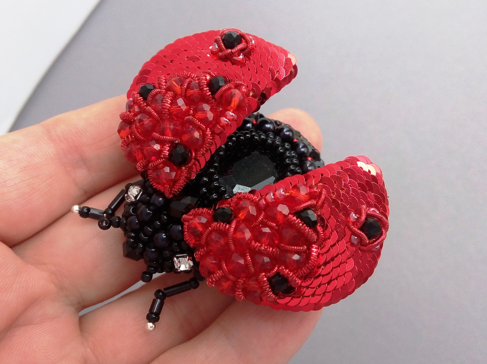 ladybug - My, DIY brooch, Brooch, ladybug, , Longpost