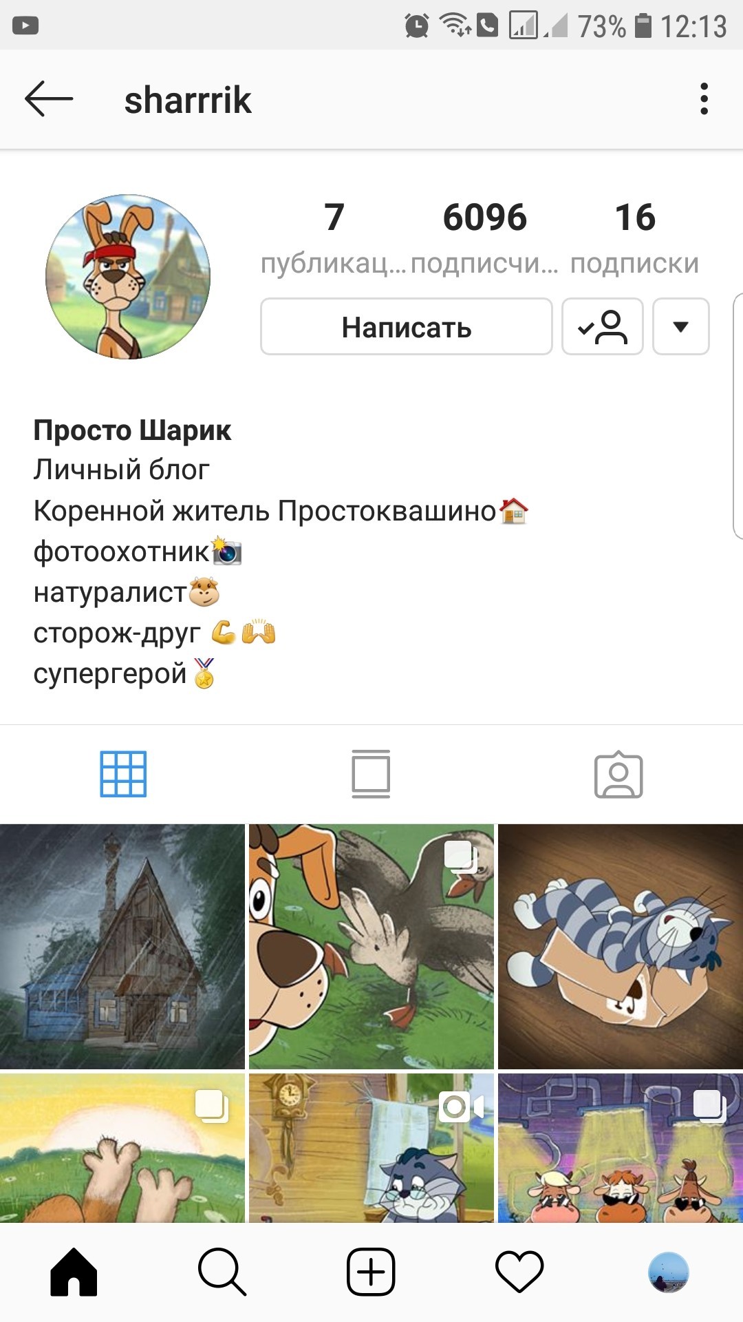 Instagram Sharik from Prostokvashino - Ball, Prostokvashino, Instagram, Cartoons, Matroskin the cat, Uncle Fedor, Longpost, Uncle Fedor