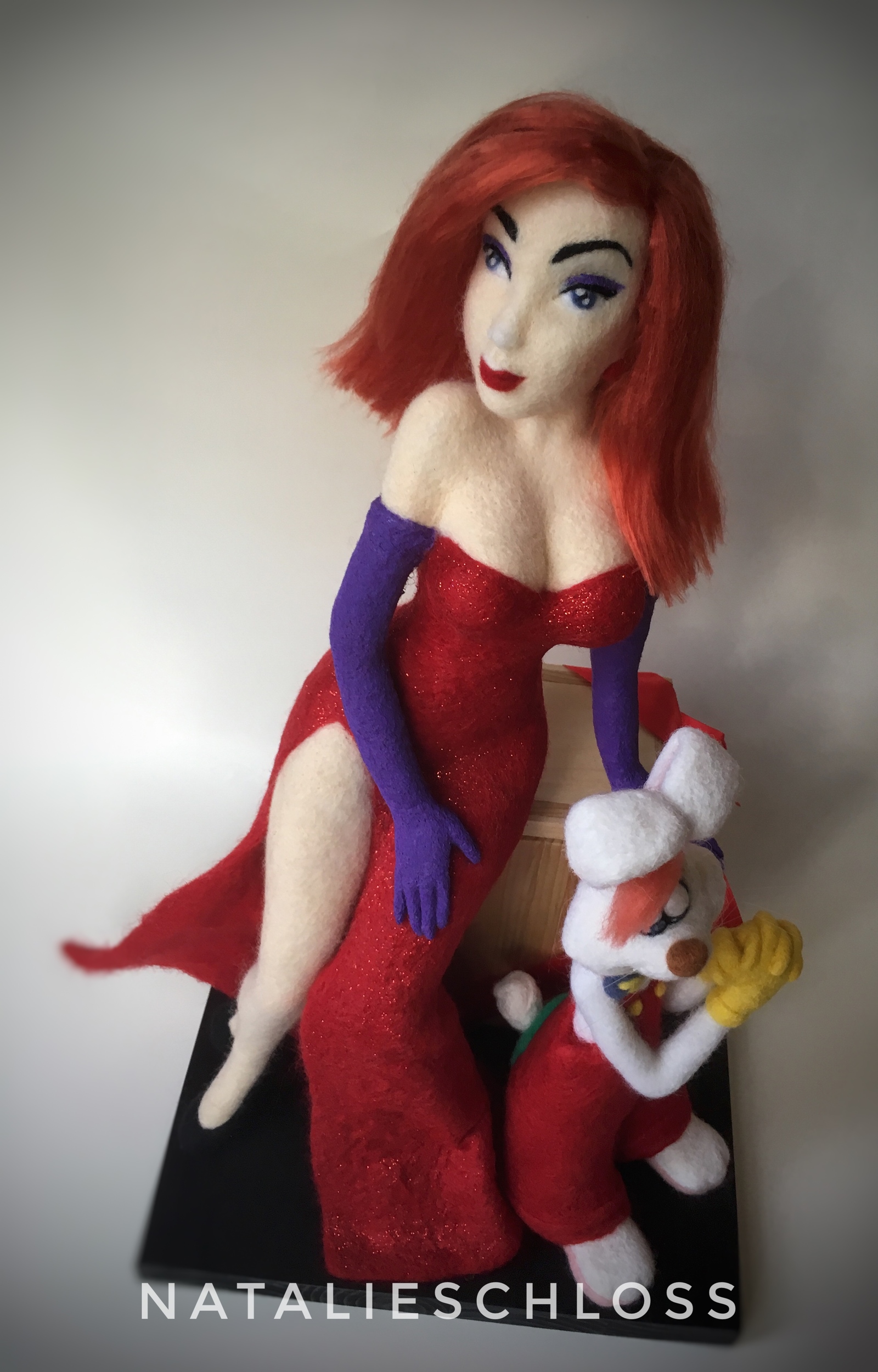 Girl in red a year later. - My, Jessica Rabbit, Who Framed Roger Rabbit, Dry felting, Needlework without process, Girls, Longpost