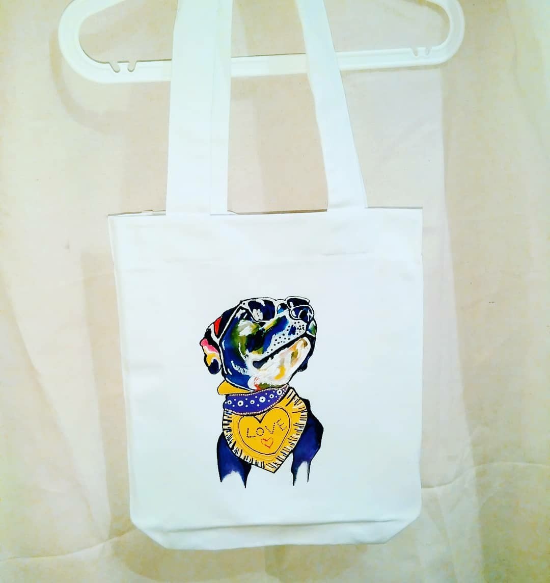 Painting a bag with professional paints) - My, Creation, Painting on fabric, Cloth