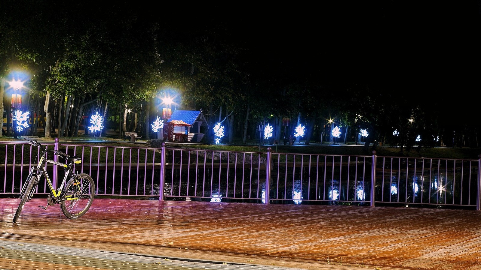 Night park. - My, The park, Night, The photo, Brightness, Diaphragm, Beginning photographer, Longpost