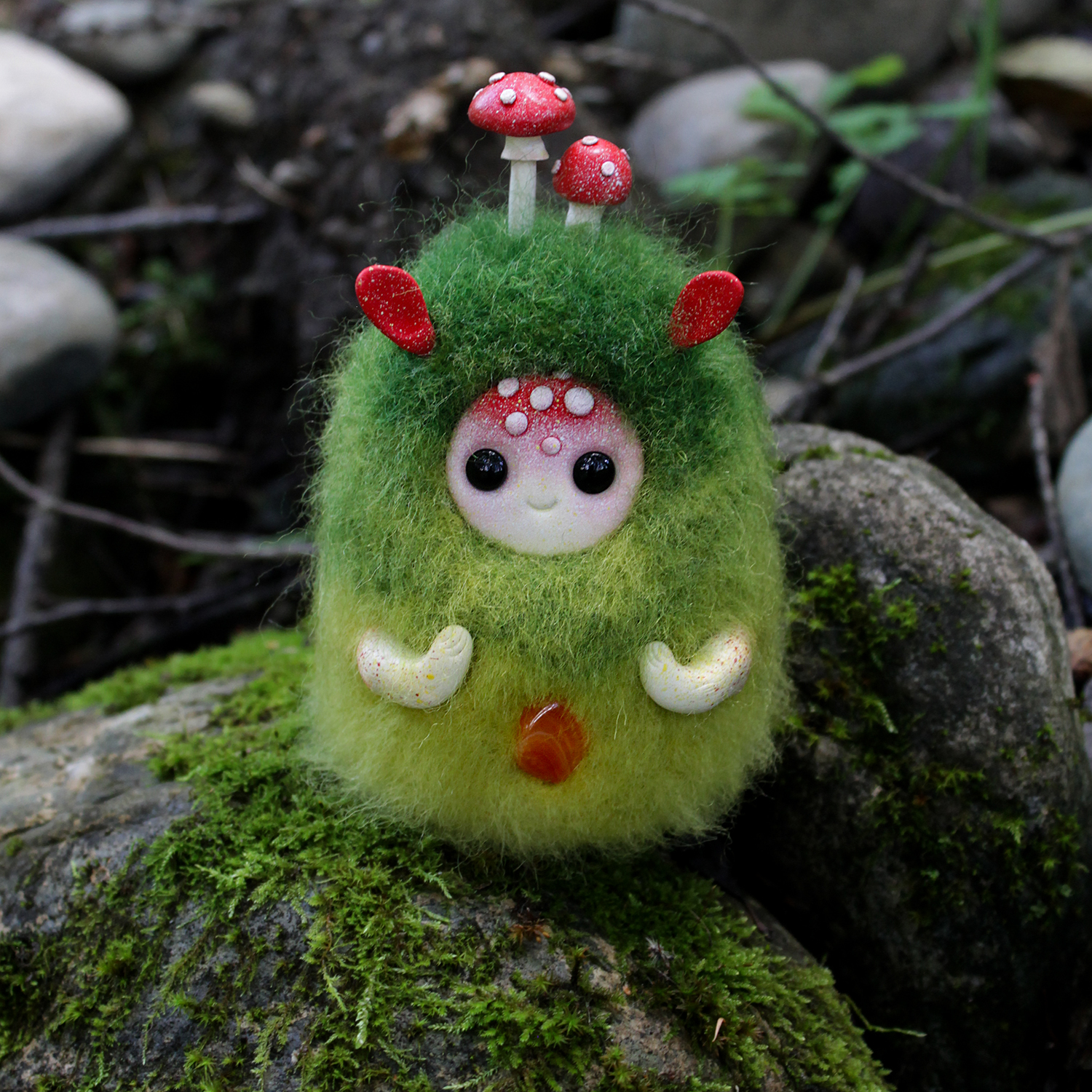 nature keepers - My, Needlework without process, Dry felting, Polymer clay, Minerals, Longpost