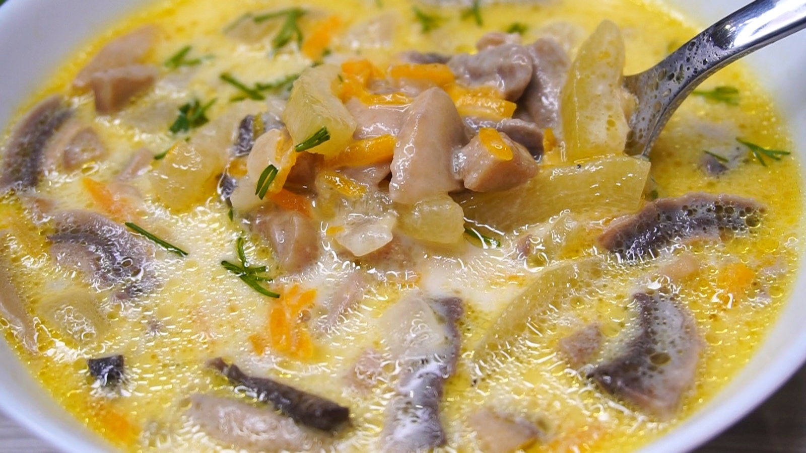 Mushroom Soup with Zucchini - My, Soup, Recipe, Video recipe, Video