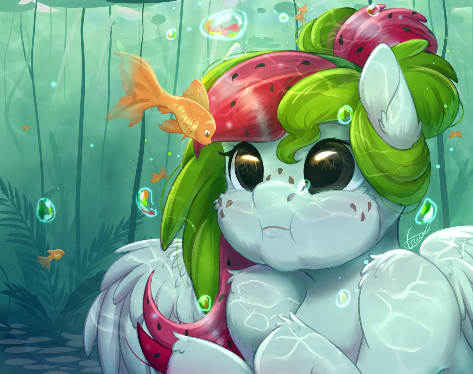 gold fish - My little pony, PonyArt, Peachmayflower, Original character, 