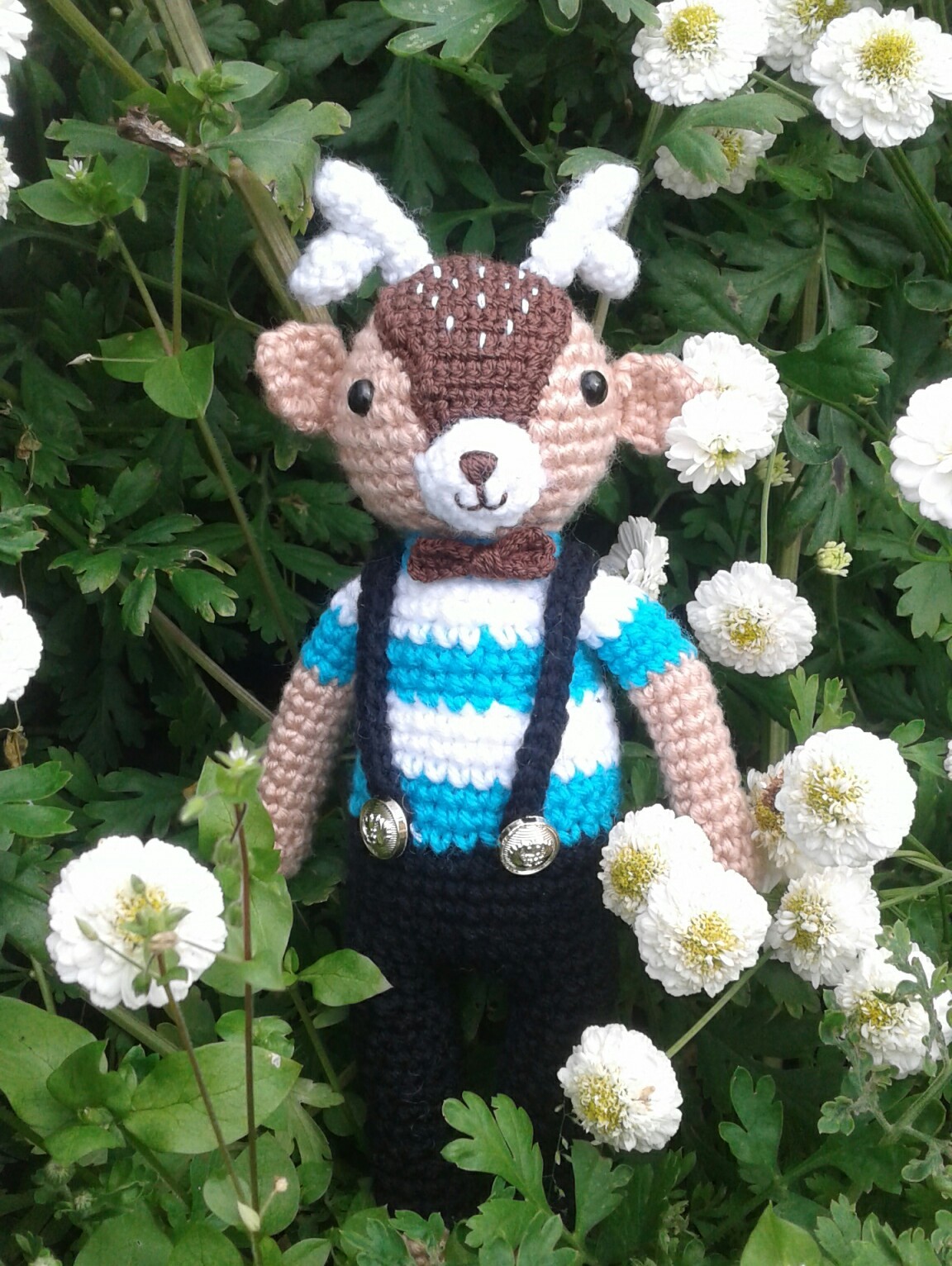 The deer who loved flowers - My, Amigurumi, Crochet, Deer, , Hobby, Longpost, Deer