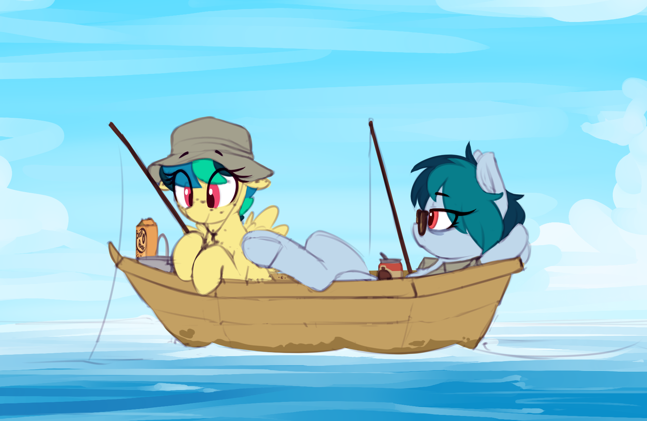 Ponkies are fishing, but why? - My little pony, PonyArt, Original character, Apogee, Delta Vee, Shinodage