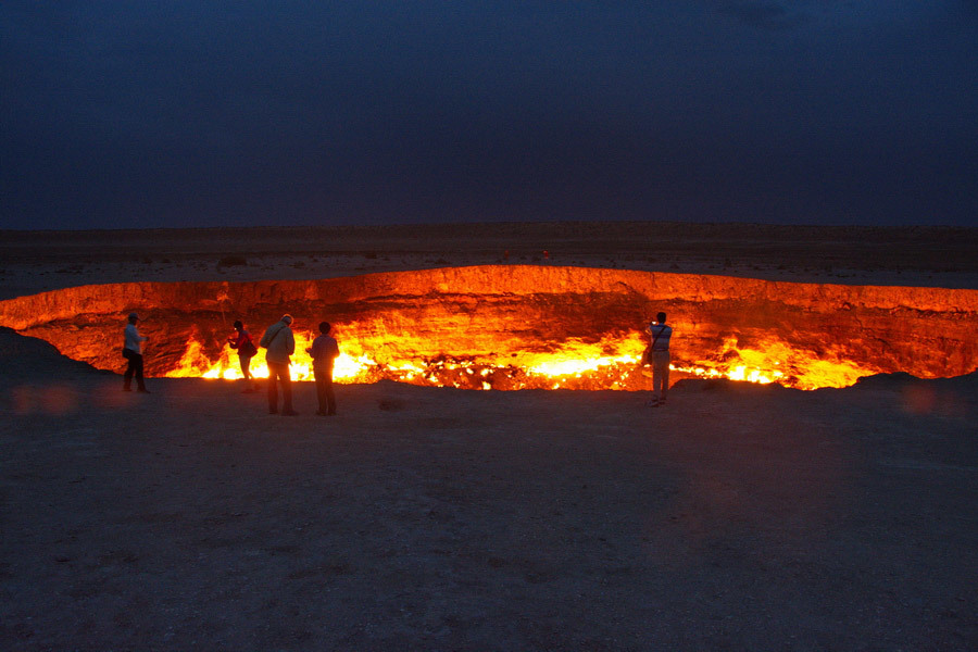 Gas crater Darvaza, Turkmenistan. - Turkmenistan, Darvaza, The crater Darvaza, Nature, Longpost