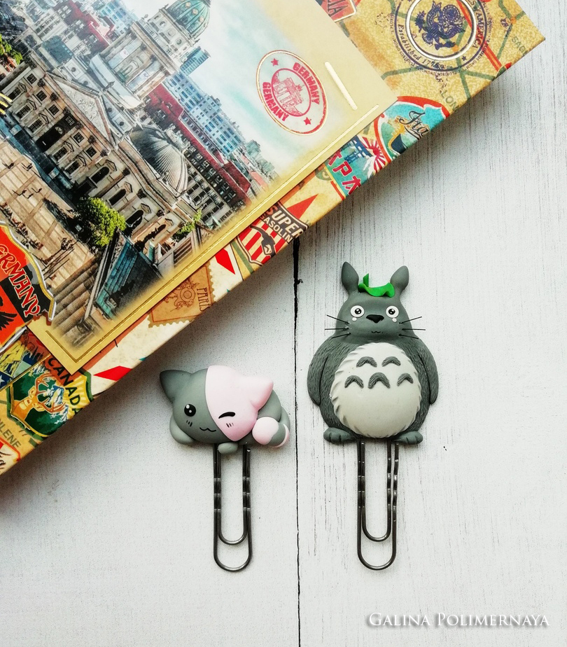 And back to school! - My, Polymer clay, Totoro, Anime, cat, Лепка, Handmade, Needlework without process, Handmade, Longpost