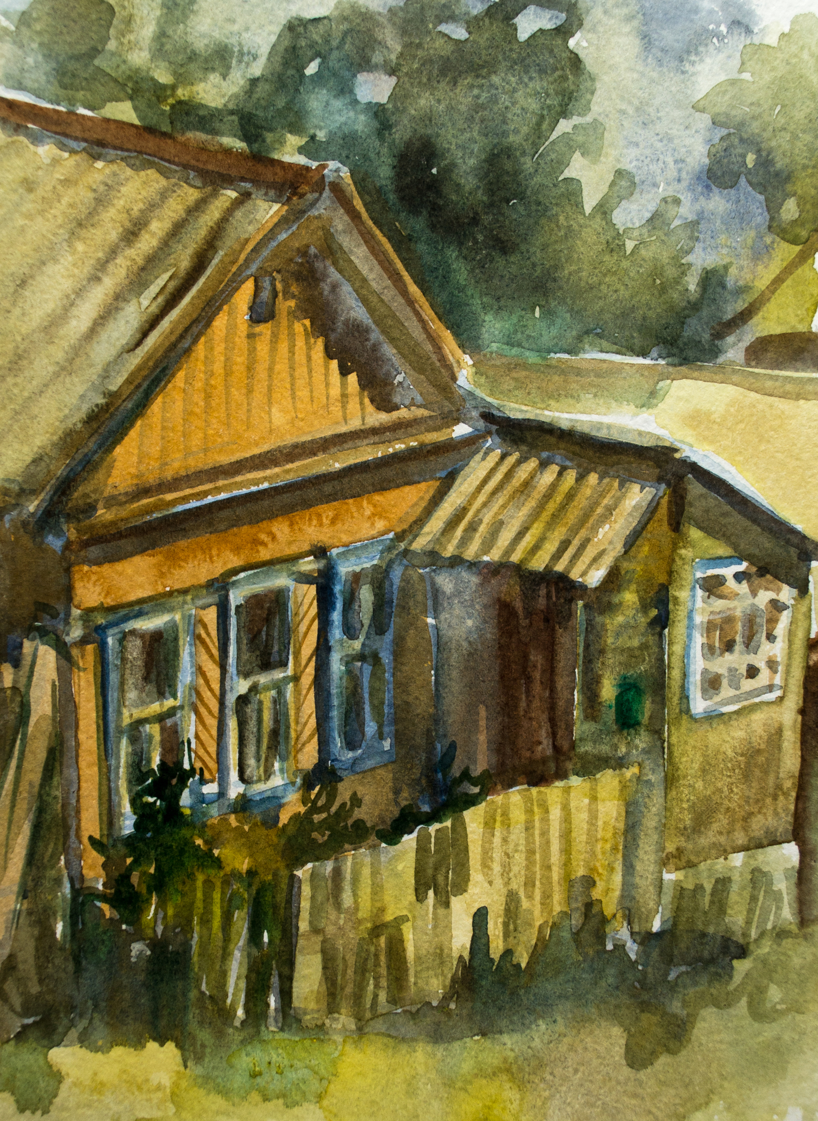 Watercolor plein air - My, Watercolor, Traditional art, Plein air, Longpost, Drawing, House