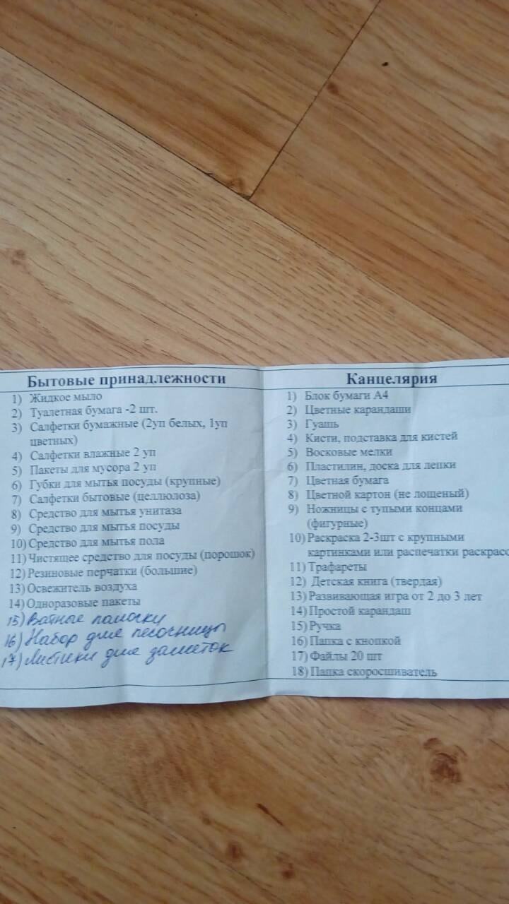 Заведующая детсадом прокомментировала список покупок, который раздали родителям - Поборы, Детский сад, Длиннопост