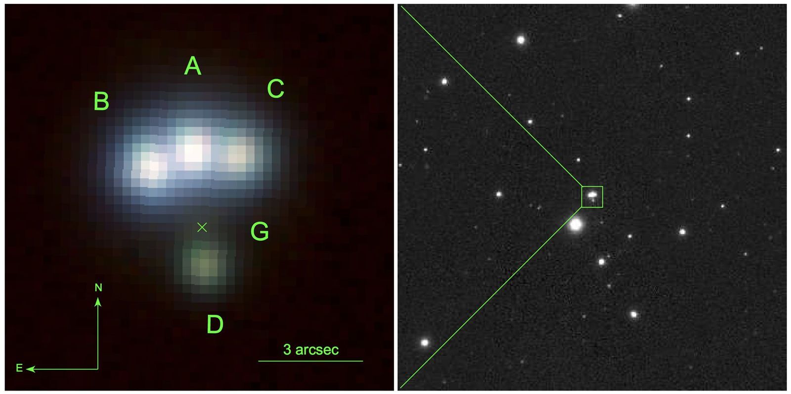 A four-lensed quasar has been discovered. - Quasar, Astronomy, Astrophoto, The photo, Space, Universe, Quasar (astronomy)