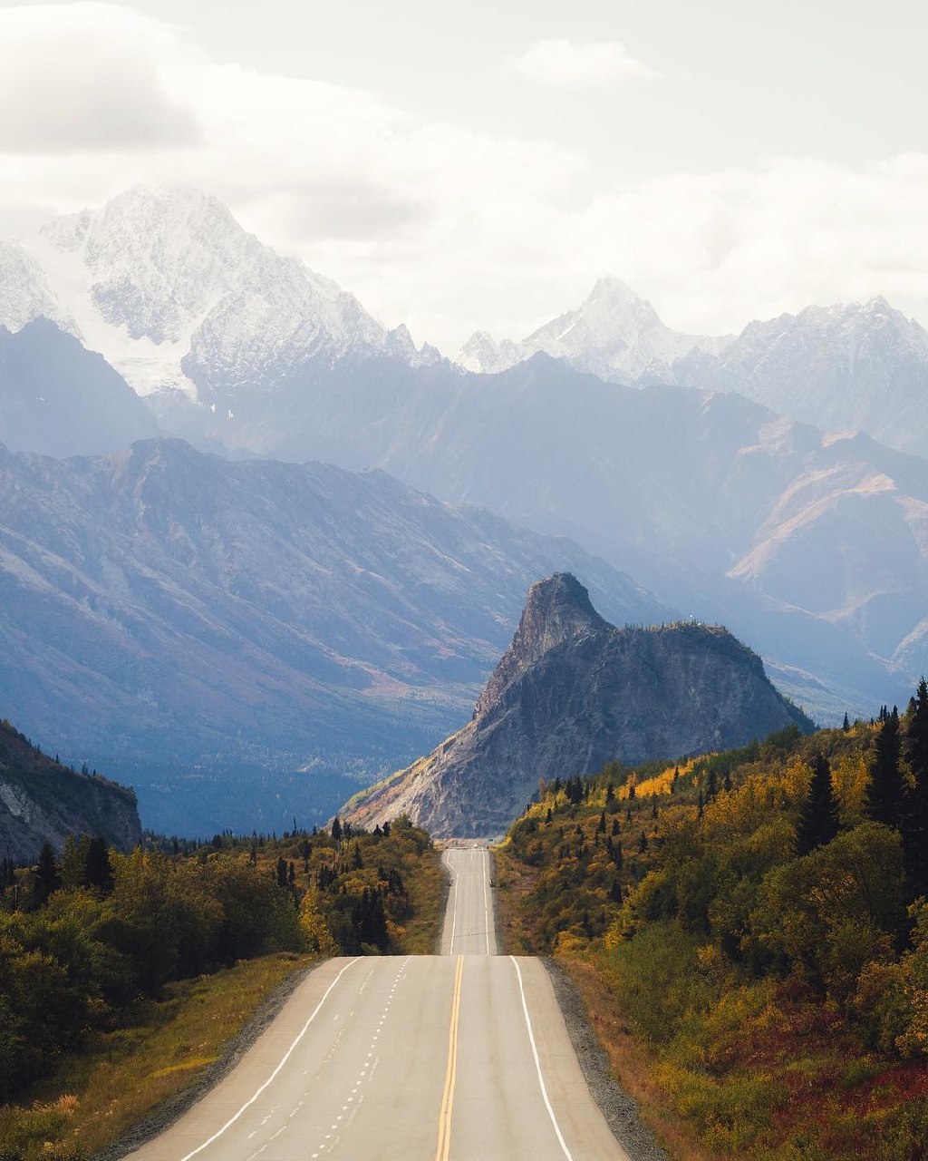 Road to the mountains - Autumn, The mountains, The photo, Alaska, Road, Travels, Nature